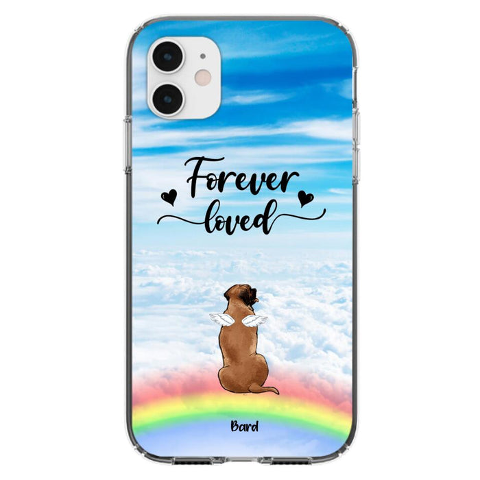 Custom Personalized Memorial Pets Phone Case - Upto 5 Pets - Memorial Gift For Dog Lovers/Cat Lovers - Forever Loved - Phone Case For iPhone And Samsung - AXSIO5