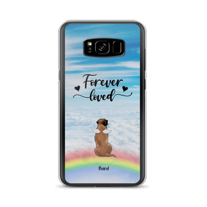 Custom Personalized Memorial Pets Phone Case - Upto 5 Pets - Memorial Gift For Dog Lovers/Cat Lovers - Forever Loved - Phone Case For iPhone And Samsung - AXSIO5