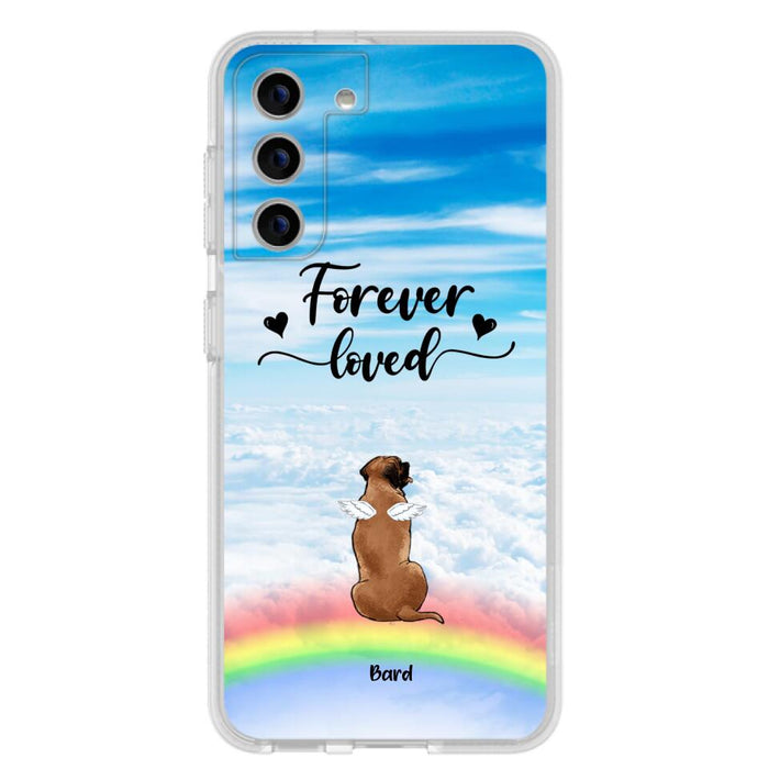 Custom Personalized Memorial Pets Phone Case - Upto 5 Pets - Memorial Gift For Dog Lovers/Cat Lovers - Forever Loved - Phone Case For iPhone And Samsung - AXSIO5