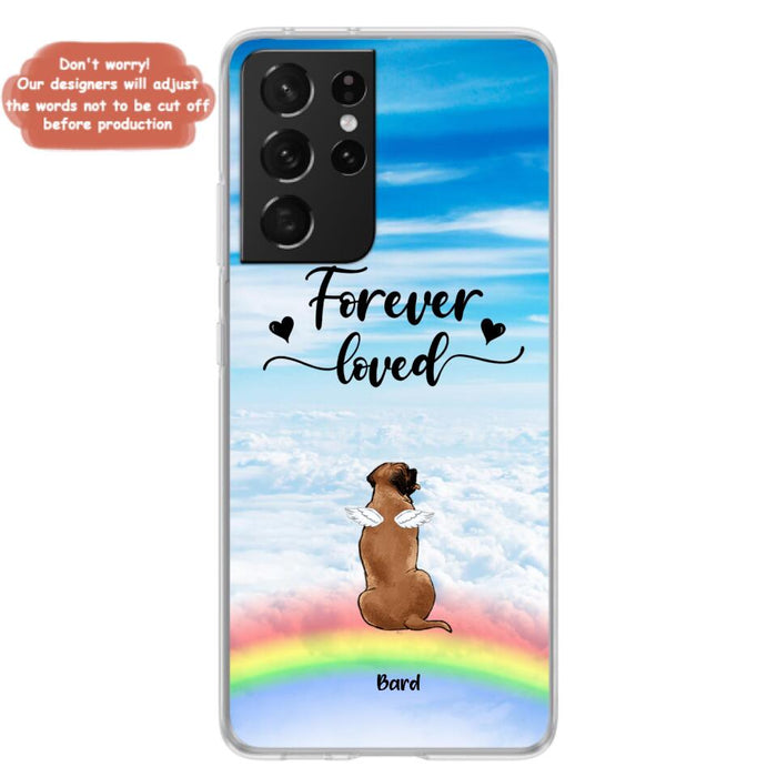 Custom Personalized Memorial Pets Phone Case - Upto 5 Pets - Memorial Gift For Dog Lovers/Cat Lovers - Forever Loved - Phone Case For iPhone And Samsung - AXSIO5