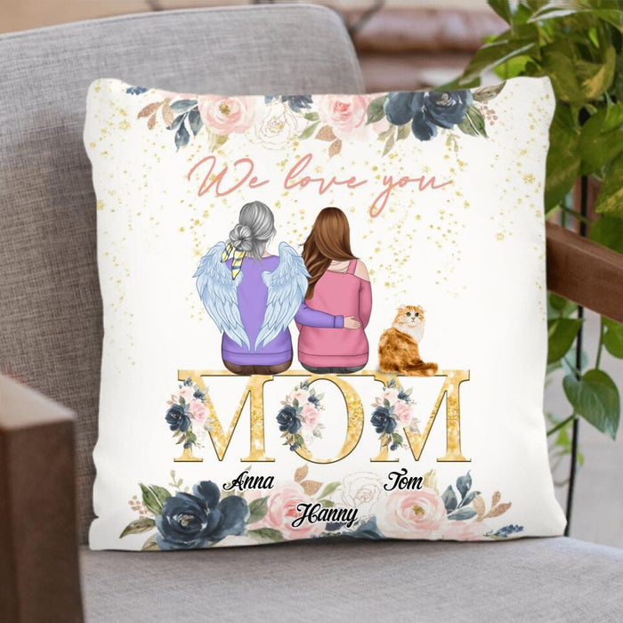 Custom Personalized Mom Quilt/Fleece Blanket & Pillow Cover - Children With Upto 2 Pets - Mother's Day Gift For Mom - We Love You