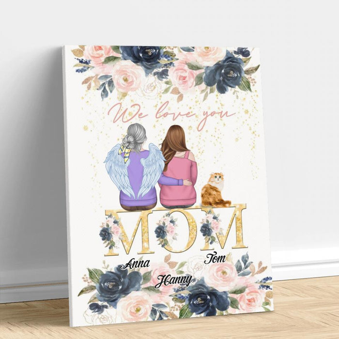 Custom Personalized Mom Canvas - Children With Upto 2 Pets - Mother's Day Gift For Mom - We Love You