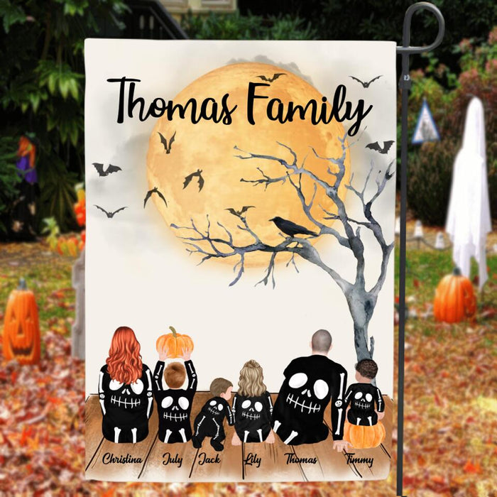 Custom Personalized Halloween Flag Sign - Family Name Upto 4 Children - Best Gift For Family, Halloween