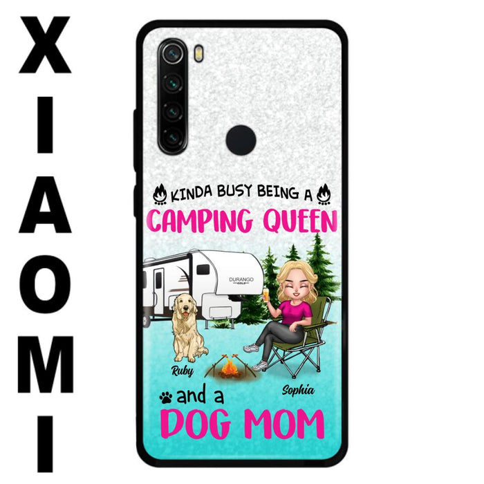 Custom Personalized Dog Camping Queen Phone Case - Upto 4 Dogs - Gift Idea For Dog Lovers/ Mother's Day - Kinda Busy Being A Camping Queen And A Dog Mom - Case For Xiaomi, Oppo And Huawei