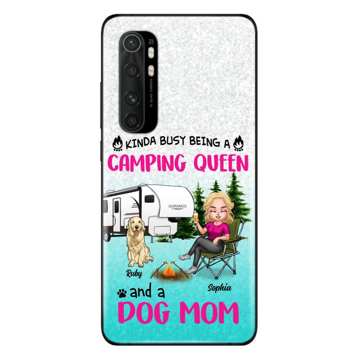 Custom Personalized Dog Camping Queen Phone Case - Upto 4 Dogs - Gift Idea For Dog Lovers/ Mother's Day - Kinda Busy Being A Camping Queen And A Dog Mom - Case For Xiaomi, Oppo And Huawei