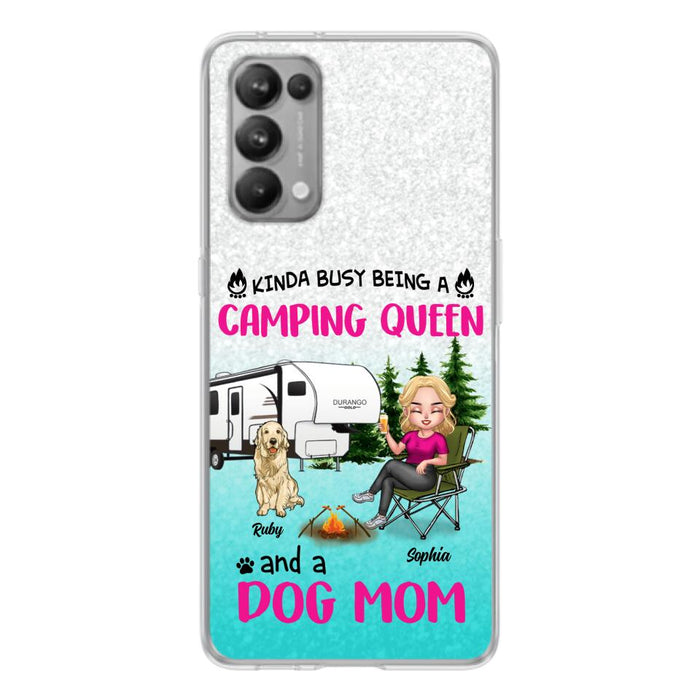 Custom Personalized Dog Camping Queen Phone Case - Upto 4 Dogs - Gift Idea For Dog Lovers/ Mother's Day - Kinda Busy Being A Camping Queen And A Dog Mom - Case For Xiaomi, Oppo And Huawei