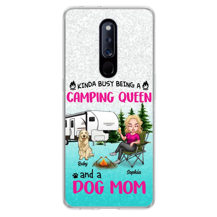 Custom Personalized Dog Camping Queen Phone Case - Upto 4 Dogs - Gift Idea For Dog Lovers/ Mother's Day - Kinda Busy Being A Camping Queen And A Dog Mom - Case For Xiaomi, Oppo And Huawei