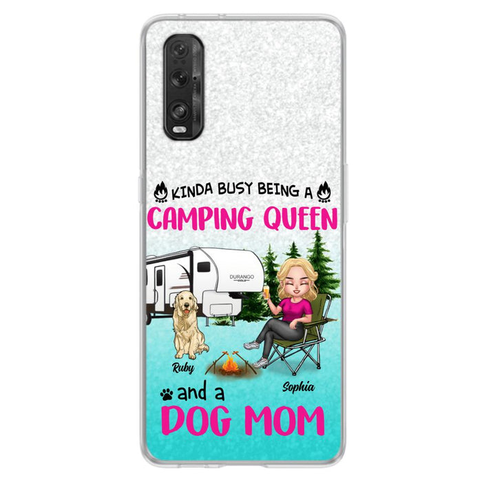 Custom Personalized Dog Camping Queen Phone Case - Upto 4 Dogs - Gift Idea For Dog Lovers/ Mother's Day - Kinda Busy Being A Camping Queen And A Dog Mom - Case For Xiaomi, Oppo And Huawei