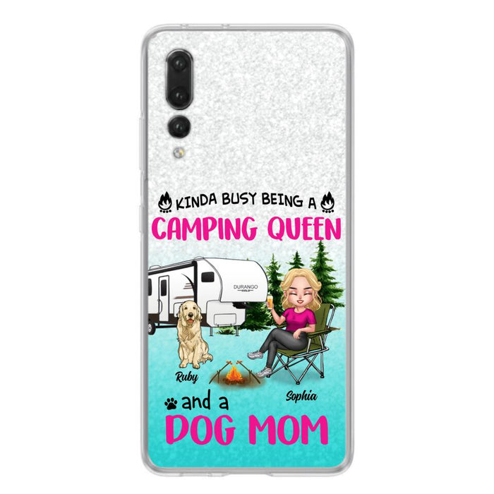 Custom Personalized Dog Camping Queen Phone Case - Upto 4 Dogs - Gift Idea For Dog Lovers/ Mother's Day - Kinda Busy Being A Camping Queen And A Dog Mom - Case For Xiaomi, Oppo And Huawei