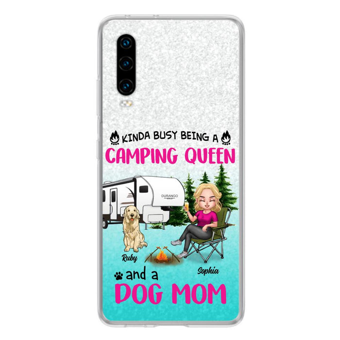 Custom Personalized Dog Camping Queen Phone Case - Upto 4 Dogs - Gift Idea For Dog Lovers/ Mother's Day - Kinda Busy Being A Camping Queen And A Dog Mom - Case For Xiaomi, Oppo And Huawei