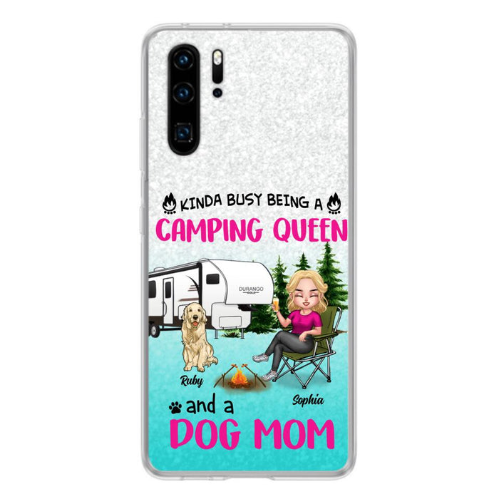 Custom Personalized Dog Camping Queen Phone Case - Upto 4 Dogs - Gift Idea For Dog Lovers/ Mother's Day - Kinda Busy Being A Camping Queen And A Dog Mom - Case For Xiaomi, Oppo And Huawei