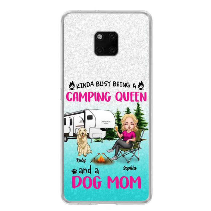 Custom Personalized Dog Camping Queen Phone Case - Upto 4 Dogs - Gift Idea For Dog Lovers/ Mother's Day - Kinda Busy Being A Camping Queen And A Dog Mom - Case For Xiaomi, Oppo And Huawei