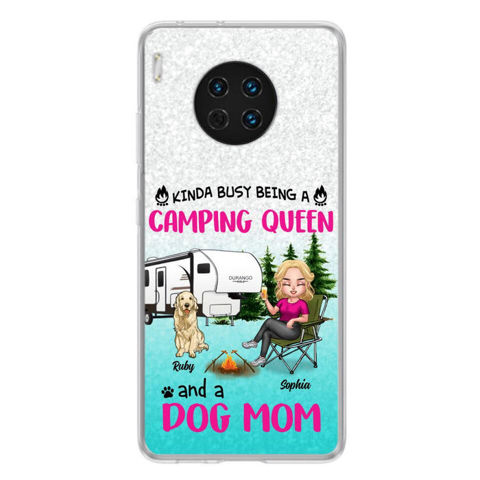 Custom Personalized Dog Camping Queen Phone Case - Upto 4 Dogs - Gift Idea For Dog Lovers/ Mother's Day - Kinda Busy Being A Camping Queen And A Dog Mom - Case For Xiaomi, Oppo And Huawei