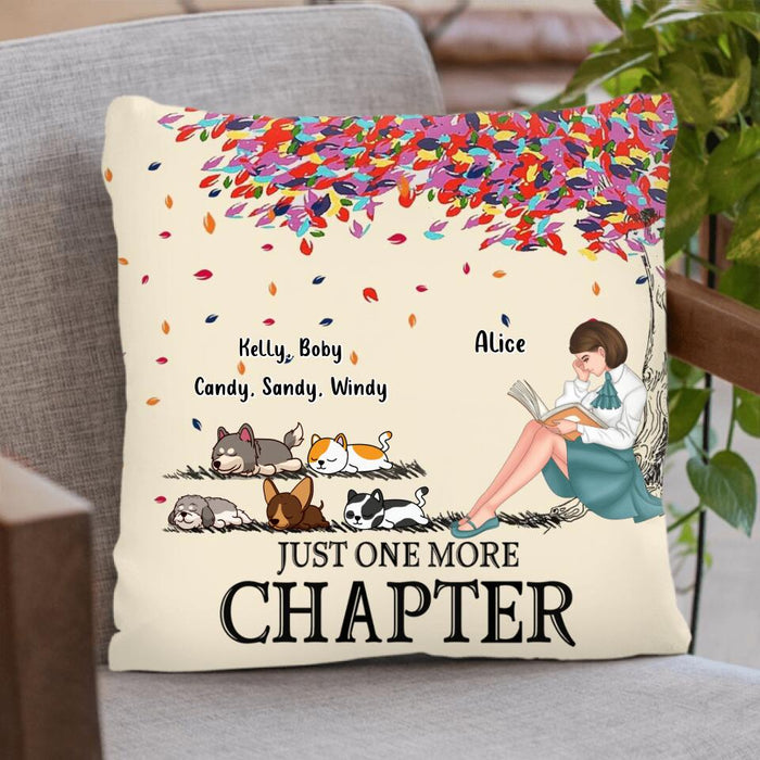 Custom Personalized Reading Girl Pillow Cover & Fleece/ Quilt Blanket - Upto 5 Pets - Gift Idea For Book/ Dog/ Cat Lover - Just A Girl Who Loves Book