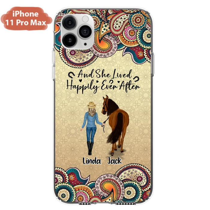 Custom Personalized Horse Girl Phone Case - Upto 4 Horses - Gift Idea For Horse Lovers - And She Lived Happily Ever After - Case For iPhone/Samsung