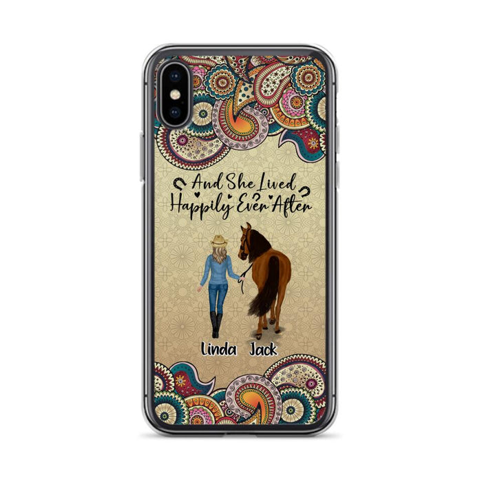 Custom Personalized Horse Girl Phone Case - Upto 4 Horses - Gift Idea For Horse Lovers - And She Lived Happily Ever After - Case For iPhone/Samsung