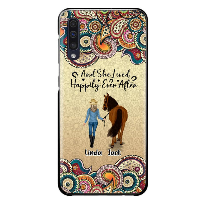 Custom Personalized Horse Girl Phone Case - Upto 4 Horses - Gift Idea For Horse Lovers - And She Lived Happily Ever After - Case For iPhone/Samsung