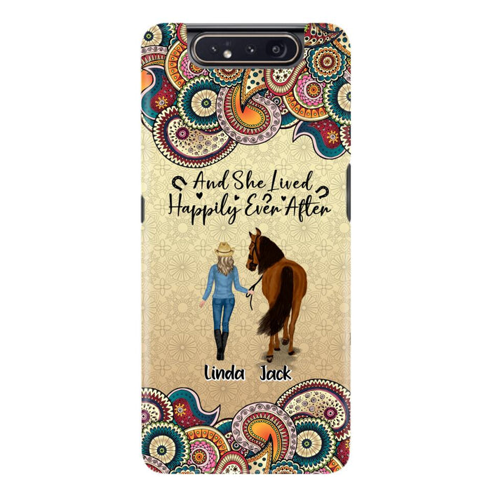 Custom Personalized Horse Girl Phone Case - Upto 4 Horses - Gift Idea For Horse Lovers - And She Lived Happily Ever After - Case For iPhone/Samsung