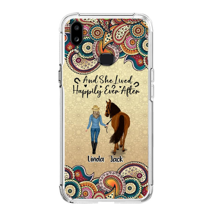 Custom Personalized Horse Girl Phone Case - Upto 4 Horses - Gift Idea For Horse Lovers - And She Lived Happily Ever After - Case For iPhone/Samsung