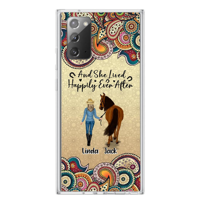 Custom Personalized Horse Girl Phone Case - Upto 4 Horses - Gift Idea For Horse Lovers - And She Lived Happily Ever After - Case For iPhone/Samsung