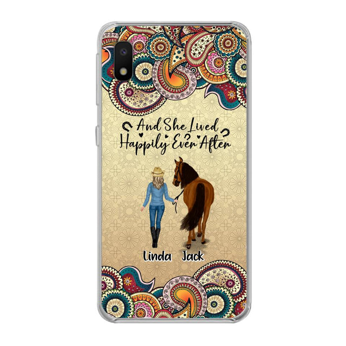 Custom Personalized Horse Girl Phone Case - Upto 4 Horses - Gift Idea For Horse Lovers - And She Lived Happily Ever After - Case For iPhone/Samsung