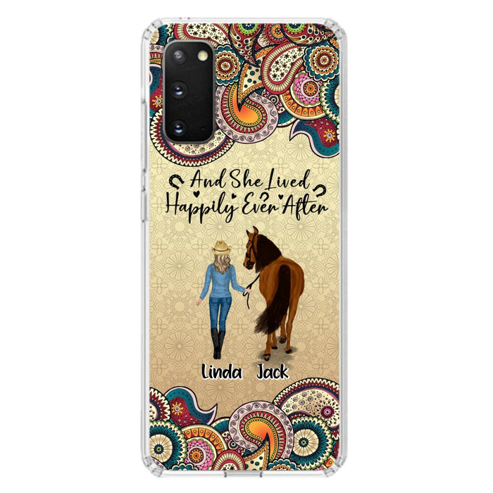 Custom Personalized Horse Girl Phone Case - Upto 4 Horses - Gift Idea For Horse Lovers - And She Lived Happily Ever After - Case For iPhone/Samsung