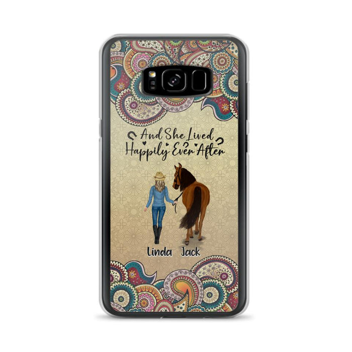 Custom Personalized Horse Girl Phone Case - Upto 4 Horses - Gift Idea For Horse Lovers - And She Lived Happily Ever After - Case For iPhone/Samsung