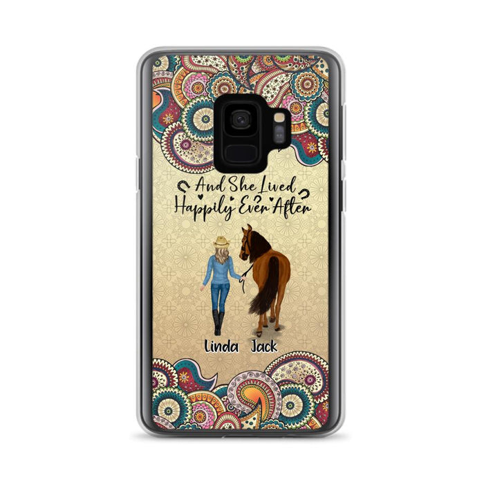 Custom Personalized Horse Girl Phone Case - Upto 4 Horses - Gift Idea For Horse Lovers - And She Lived Happily Ever After - Case For iPhone/Samsung