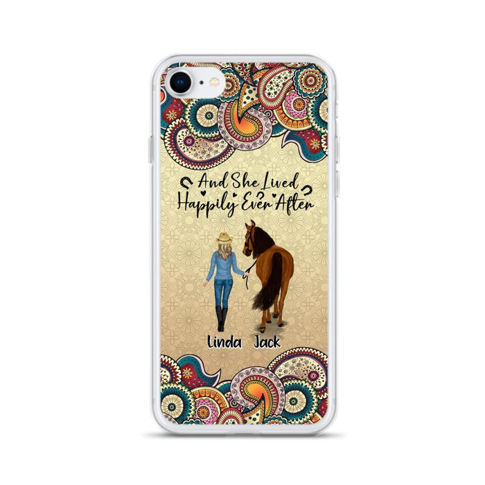 Custom Personalized Horse Girl Phone Case - Upto 4 Horses - Gift Idea For Horse Lovers - And She Lived Happily Ever After - Case For iPhone/Samsung