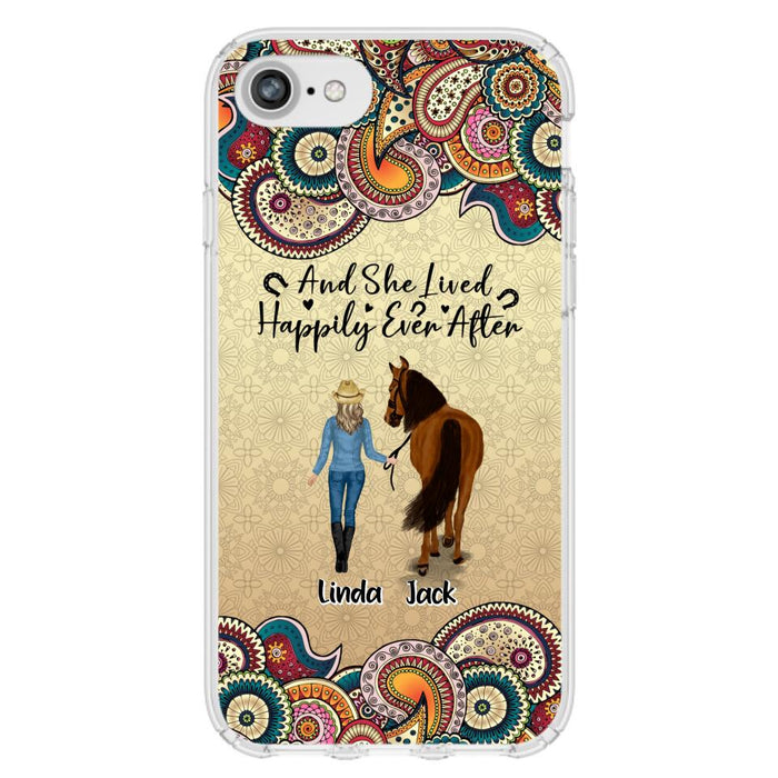 Custom Personalized Horse Girl Phone Case - Upto 4 Horses - Gift Idea For Horse Lovers - And She Lived Happily Ever After - Case For iPhone/Samsung