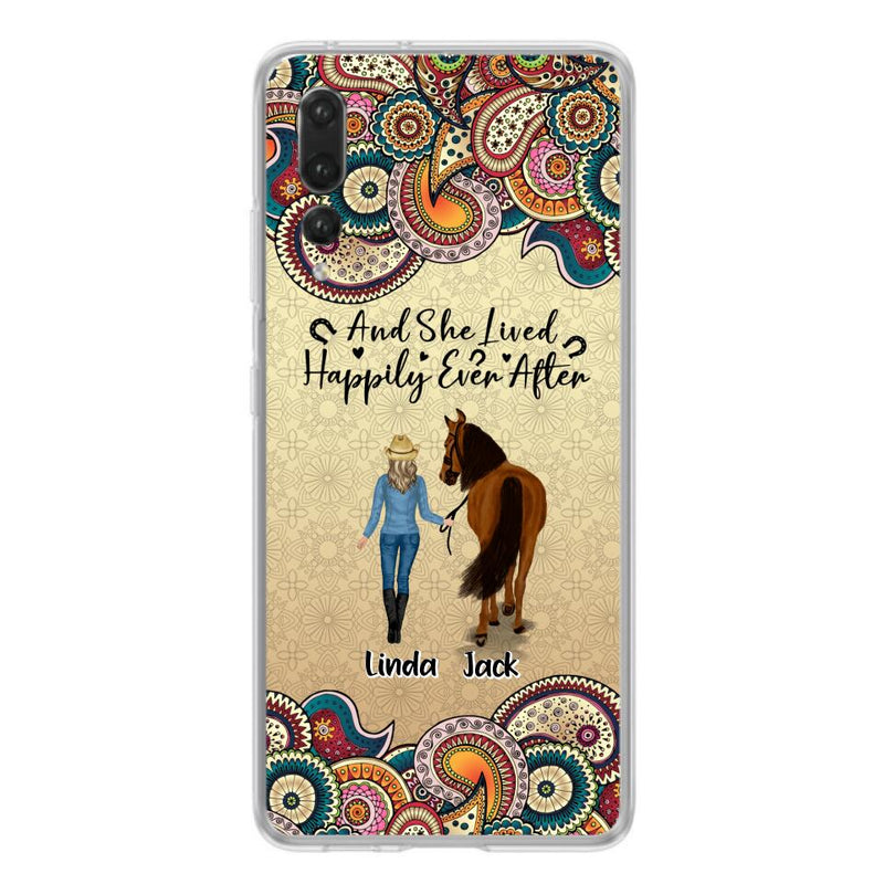 Personalized Horse Girl Phone Case - Up to 4 Horses - Gift Idea For Horse Lovers - And She Lived Happily Ever After - Case For Xiaomi/Huawei/Oppo