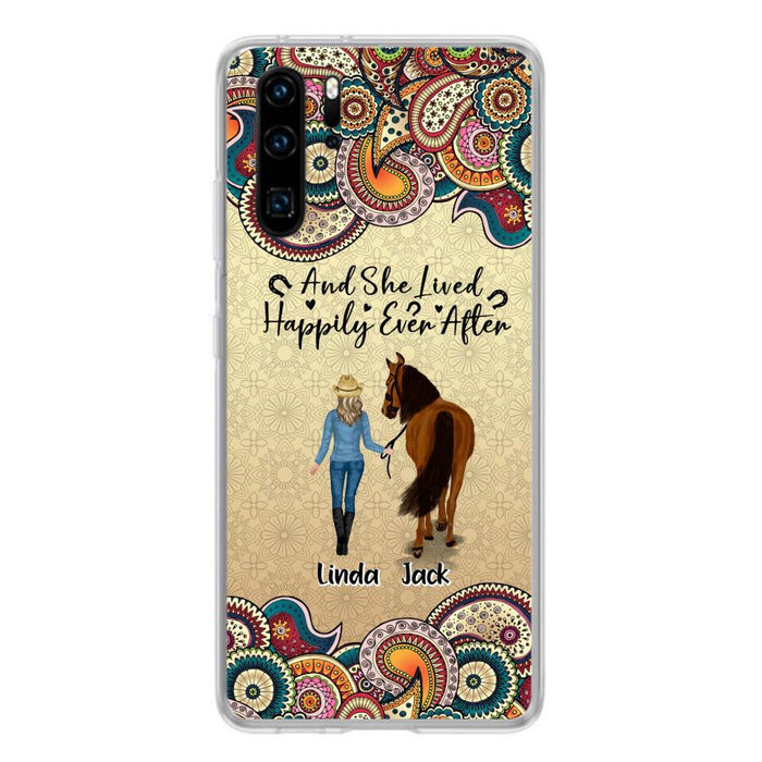 Custom Personalized Horse Girl Phone Case - Upto 4 Horses - Gift Idea For Horse Lovers - And She Lived Happily Ever After - Case For Xiaomi/Huawei/Oppo