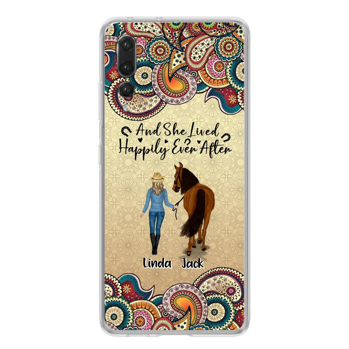 Custom Personalized Horse Girl Phone Case - Upto 4 Horses - Gift Idea For Horse Lovers - And She Lived Happily Ever After - Case For Xiaomi/Huawei/Oppo