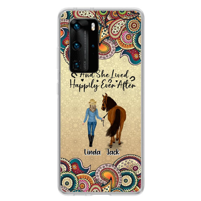 Custom Personalized Horse Girl Phone Case - Upto 4 Horses - Gift Idea For Horse Lovers - And She Lived Happily Ever After - Case For Xiaomi/Huawei/Oppo