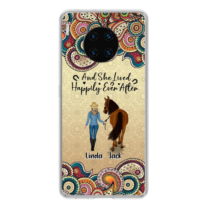 Custom Personalized Horse Girl Phone Case - Upto 4 Horses - Gift Idea For Horse Lovers - And She Lived Happily Ever After - Case For Xiaomi/Huawei/Oppo