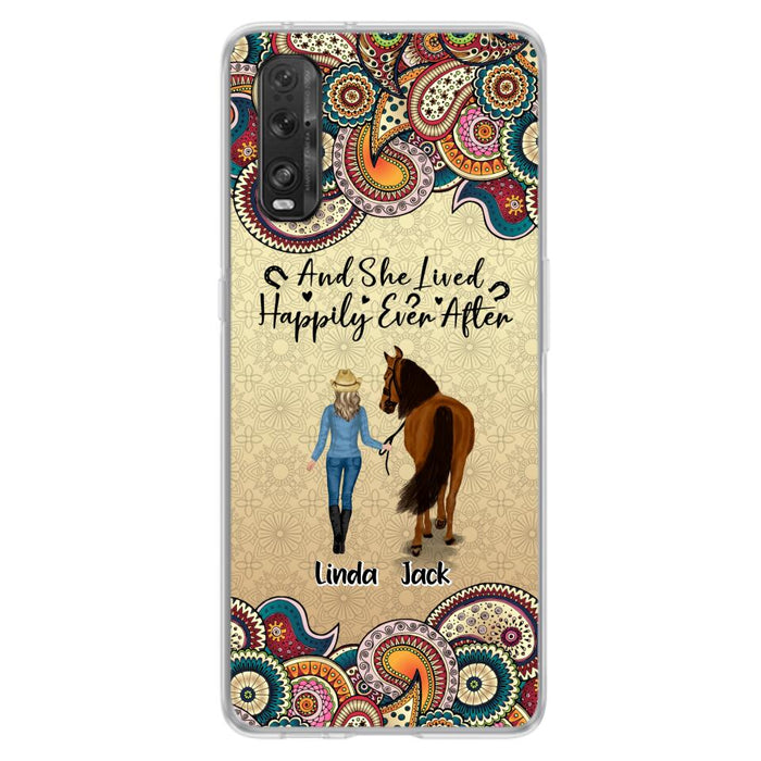 Custom Personalized Horse Girl Phone Case - Upto 4 Horses - Gift Idea For Horse Lovers - And She Lived Happily Ever After - Case For Xiaomi/Huawei/Oppo