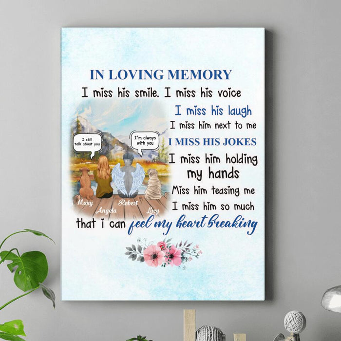 Custom Personalized Memorial Canvas - Gift For Father From Daughter/ Dog Lovers With Up To 2 Dogs - I Miss His Smile