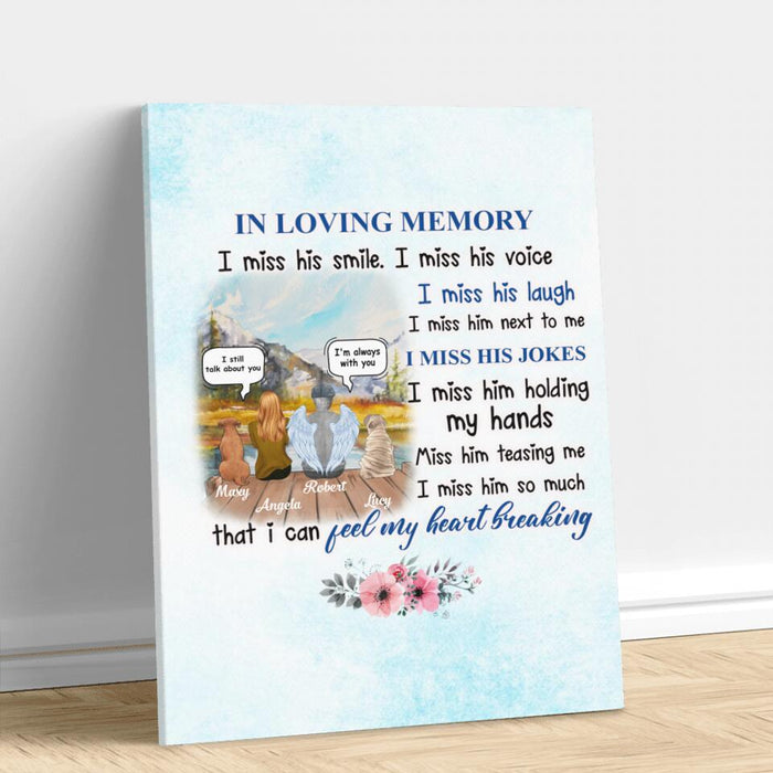 Custom Personalized Memorial Canvas - Gift For Father From Daughter/ Dog Lovers With Up To 2 Dogs - I Miss His Smile