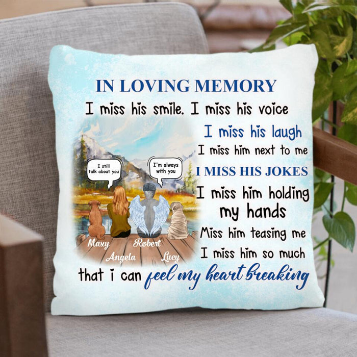 Custom Personalized Memorial Pillow Cover - Gift Idea From Daughter To Father/ Dog Lovers With Up To 2 Dogs - I Miss His Smile