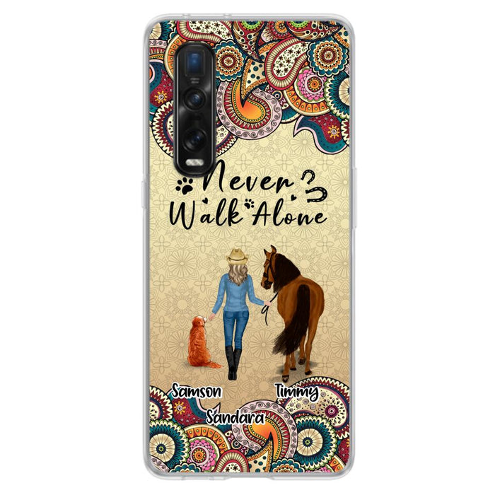 Custom Personalized Horse And Dog Phone Case - Upto 2 Dogs - Gift Idea For Horse/Dog Lovers - Never Walk Alone - Case For Xiaomi, Huawei & Oppo