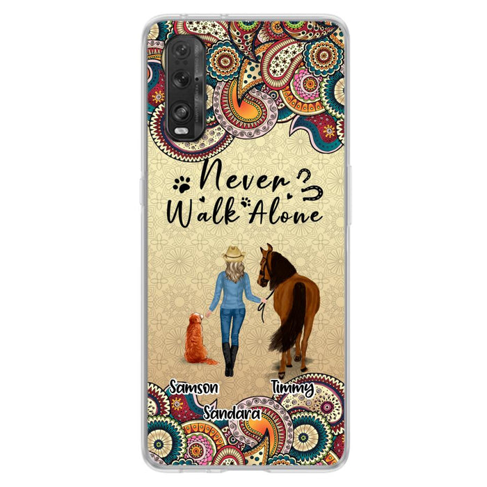 Custom Personalized Horse And Dog Phone Case - Upto 2 Dogs - Gift Idea For Horse/Dog Lovers - Never Walk Alone - Case For Xiaomi, Huawei & Oppo