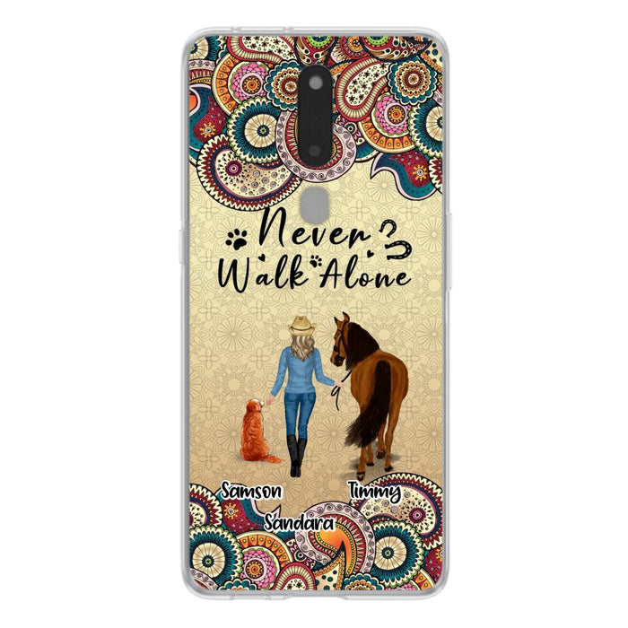 Custom Personalized Horse And Dog Phone Case - Upto 2 Dogs - Gift Idea For Horse/Dog Lovers - Never Walk Alone - Case For Xiaomi, Huawei & Oppo