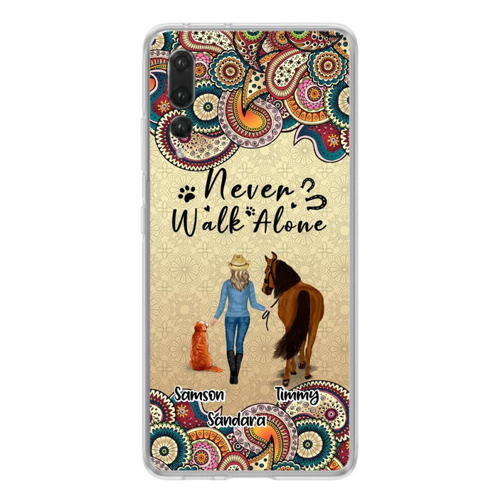 Custom Personalized Horse And Dog Phone Case - Upto 2 Dogs - Gift Idea For Horse/Dog Lovers - Never Walk Alone - Case For Xiaomi, Huawei & Oppo