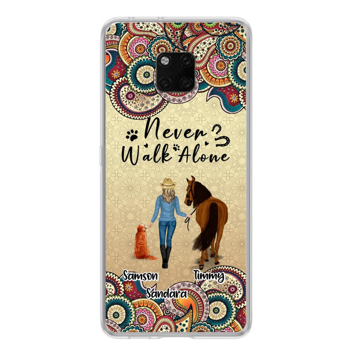 Custom Personalized Horse And Dog Phone Case - Upto 2 Dogs - Gift Idea For Horse/Dog Lovers - Never Walk Alone - Case For Xiaomi, Huawei & Oppo