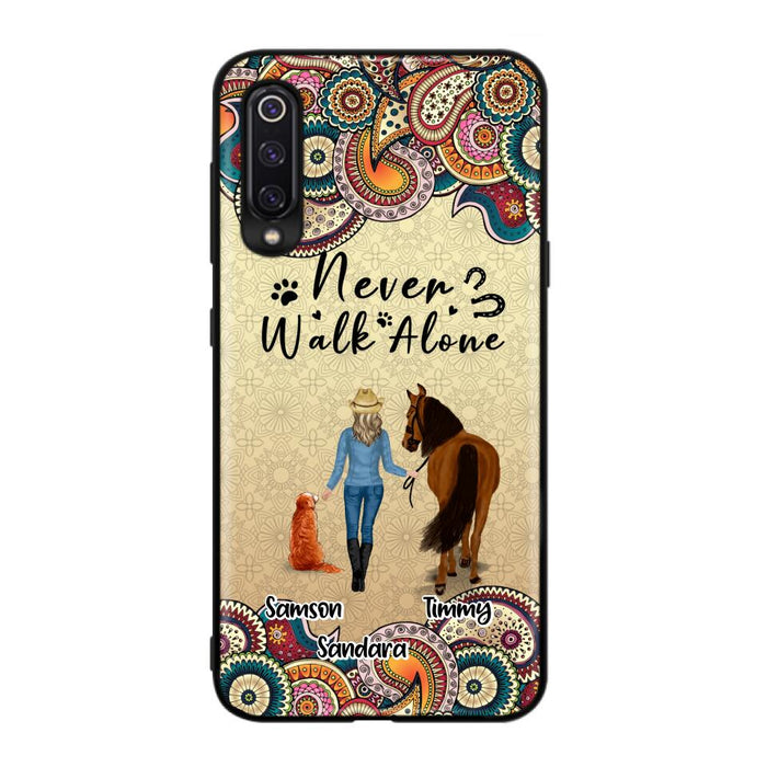 Custom Personalized Horse And Dog Phone Case - Upto 2 Dogs - Gift Idea For Horse/Dog Lovers - Never Walk Alone - Case For Xiaomi, Huawei & Oppo