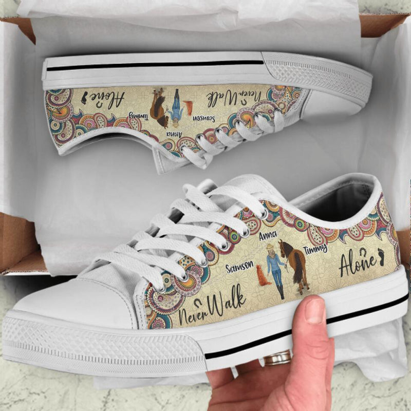 Personalized Horse And Dog Sneakers - Up to 2 Dogs - Gift Idea For Horse/Dog Lovers - Never Walk Alone