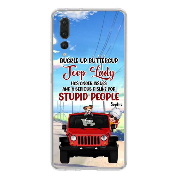 Custom Personalized Off-road Lady Phone Case - Upto 5 Dogs - Gift Idea For Dog/Off-road Lover - Buckle Up Buttercup - Case For Xiaomi, Huawei And Oppo