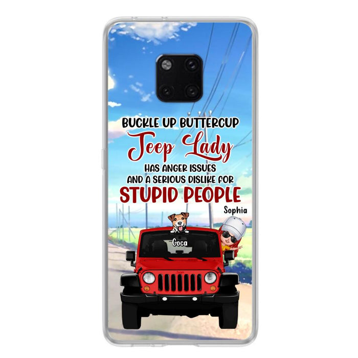 Custom Personalized Off-road Lady Phone Case - Upto 5 Dogs - Gift Idea For Dog/Off-road Lover - Buckle Up Buttercup - Case For Xiaomi, Huawei And Oppo