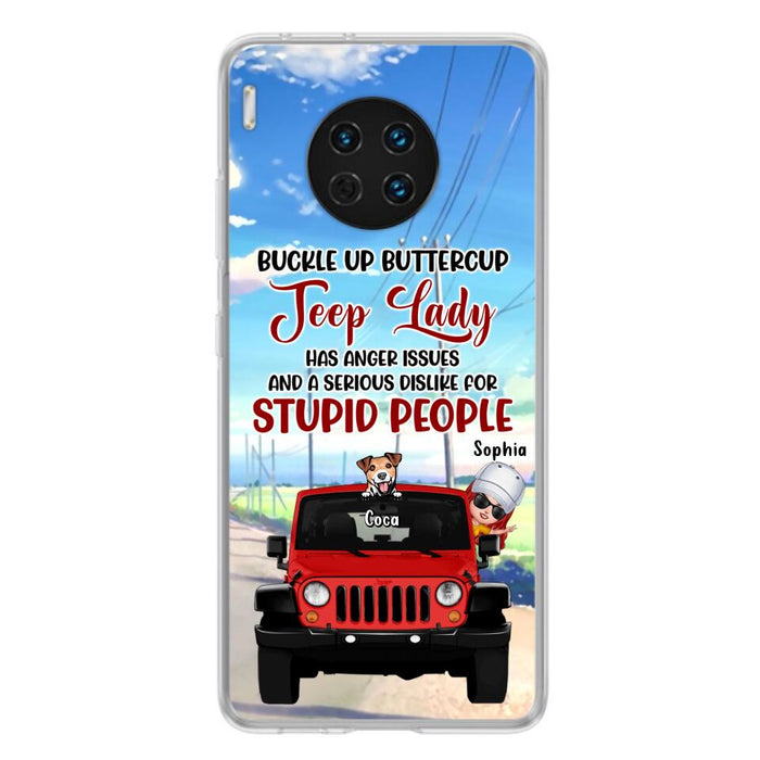 Custom Personalized Off-road Lady Phone Case - Upto 5 Dogs - Gift Idea For Dog/Off-road Lover - Buckle Up Buttercup - Case For Xiaomi, Huawei And Oppo