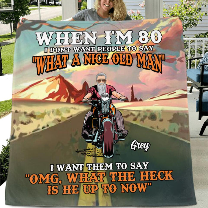 Custom Personalized Biker Quilt/Fleece Blanket & Pillow Cover - Gift Idea For Biker - When I'm 80